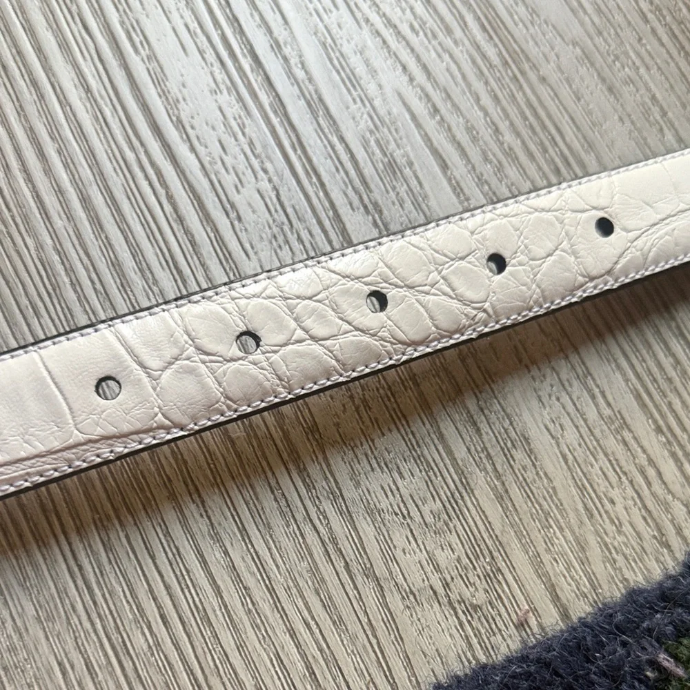 Chaps Beige and Black Leather Belt
